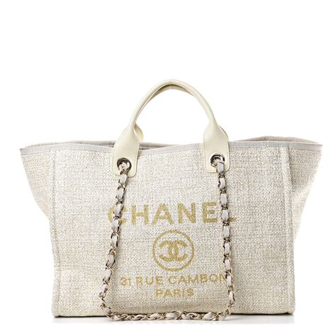 chanel lurex boucle deauville tote|CHANEL Lurex Boucle Small Deauville Tote White.